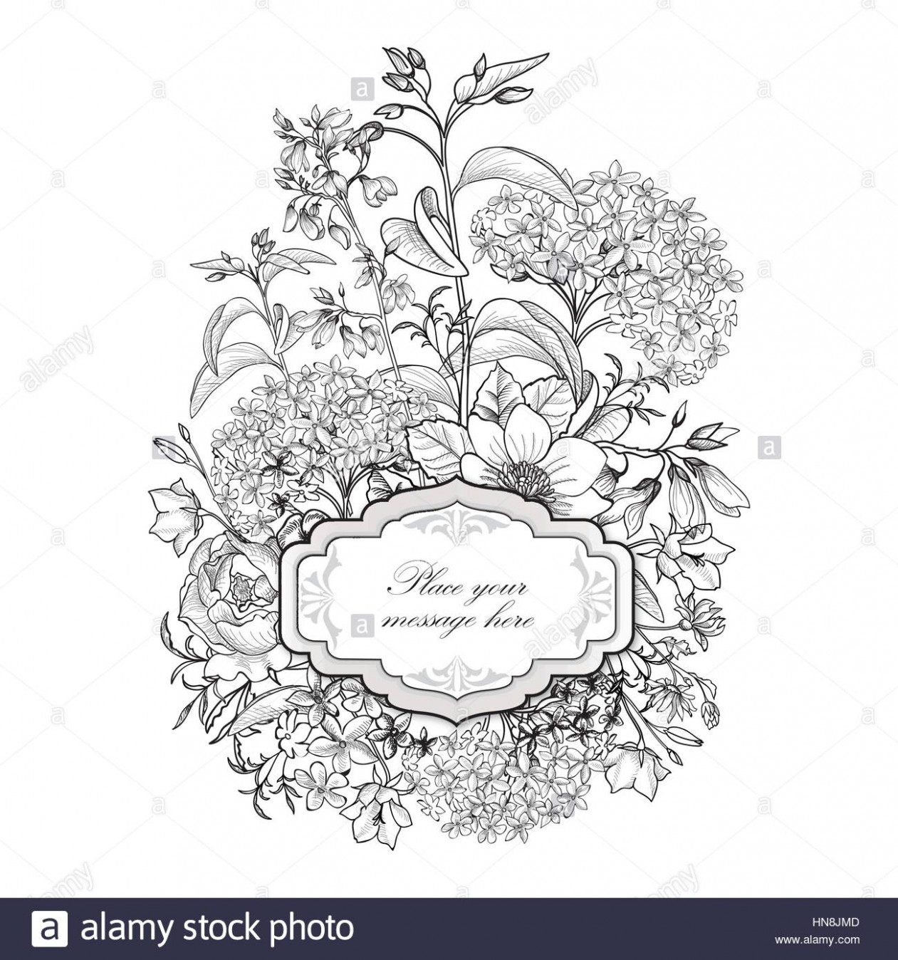 1261x1348 flower frame vintage floral border old style card flourish stock - Flower Frame Drawing