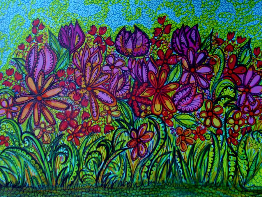 900x677 Psychedelic Flower Garden Drawing - Flower Garden Drawing