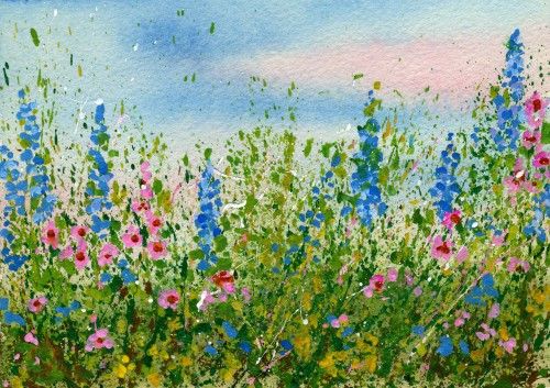500x353 Create A Splattered Paint Flower Garden Art - Flower Garden Drawing