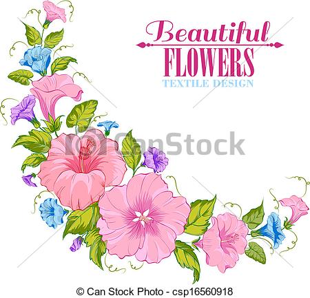 450x433 color garland of flowers vector illustration - Flower Garland Drawing