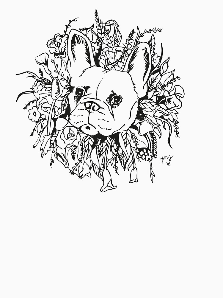 750x1000 french bulldog flower garland t shirt - Flower Garland Drawing