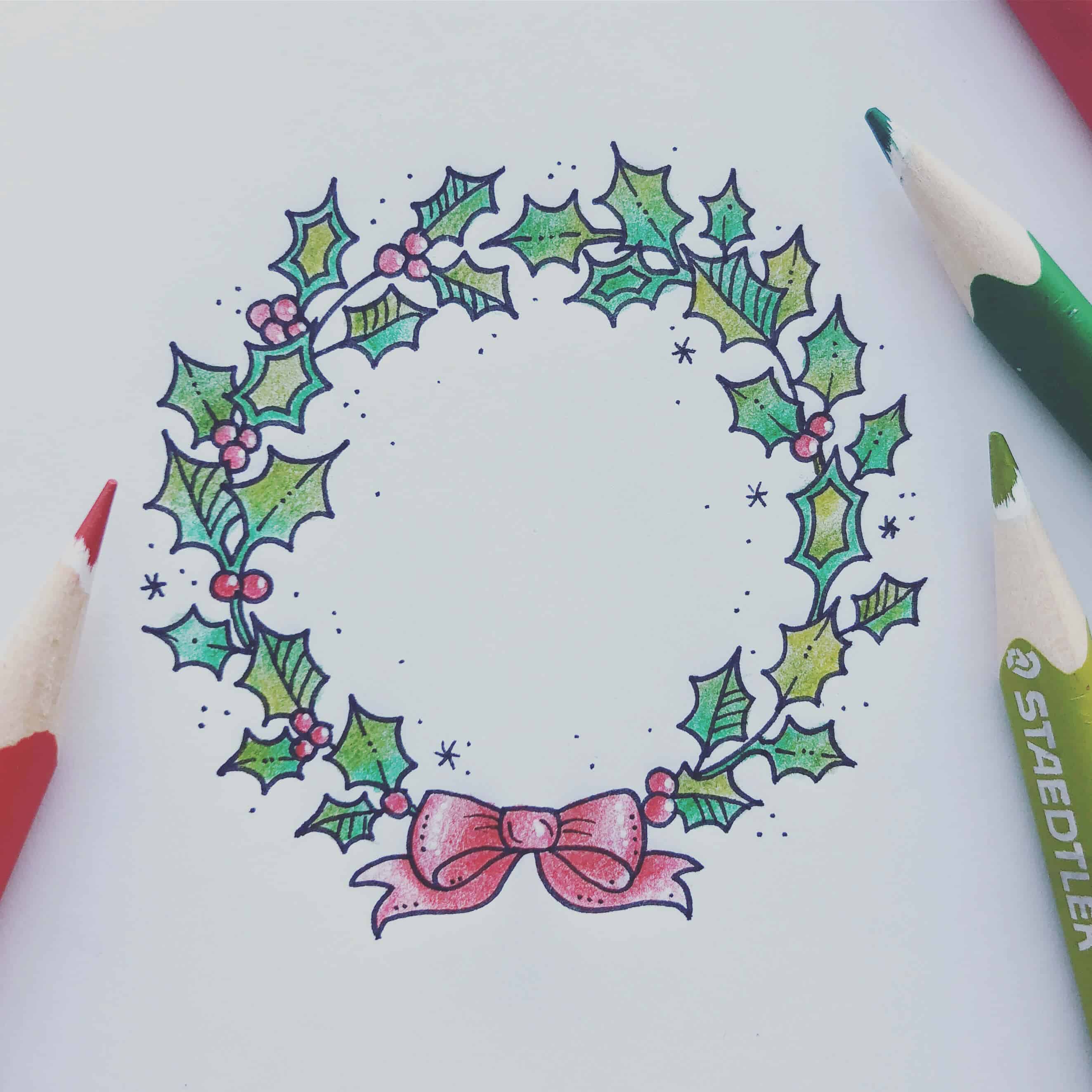 2646x2646 how to draw a christmas garland - Flower Garland Drawing