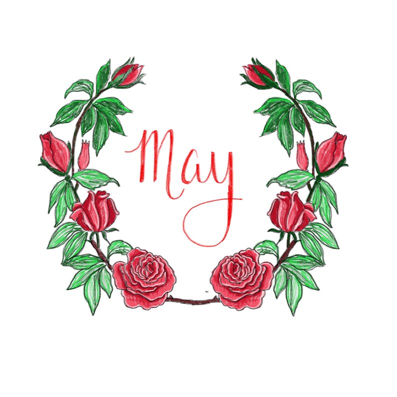 May this month. May month. 1 Мая скетч. May month drawing. Hand drawn Garland.