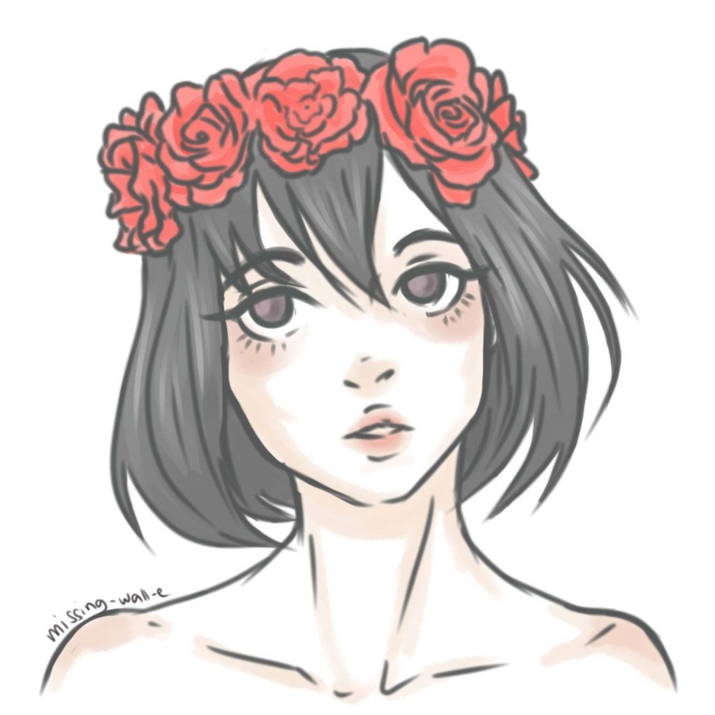 1024x1024 Girls Tumblr Drawing Artistic Drawings Of Tumblr Girls Flower Girl - Flower Girl Drawing