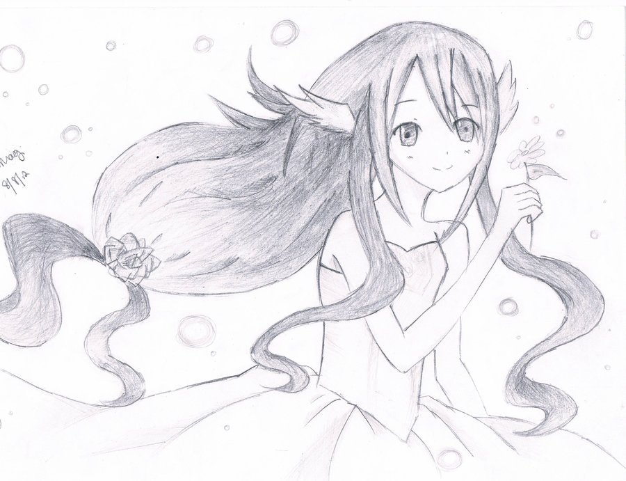 900x691 Anime Flower Girl Drawing - Flower Girl Drawing