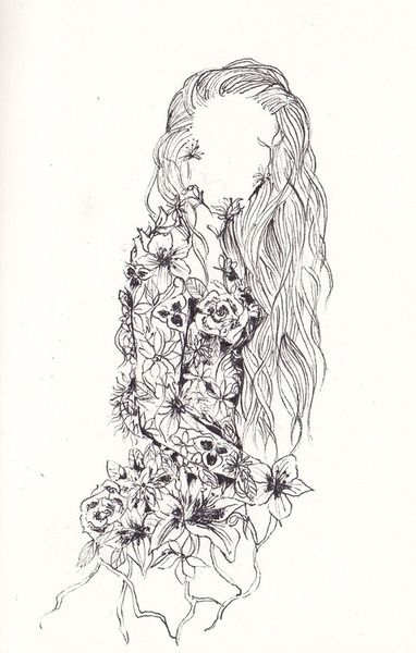 382x600 Flower Girl Sketch Art And Sketches Art, Flower Drawing Tumblr - Flower Girl Drawing