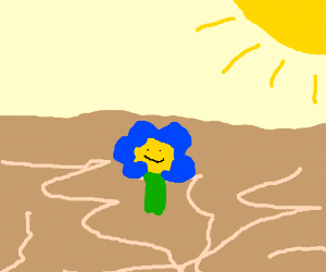 300x250 a bright flower growing in a barren wasteland drawing - Flower Growing Drawing