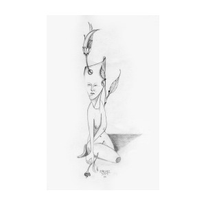 300x300 surreal woman with plant and flower growing through her painting - Flower Growing Drawing