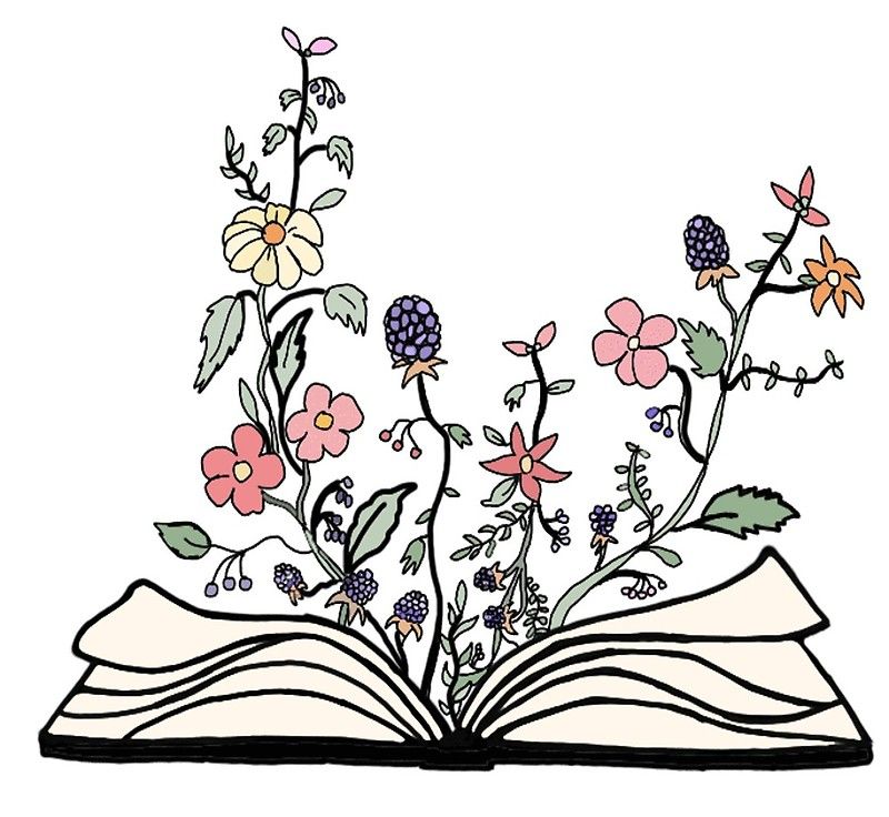 800x736 flowers growing from book ' art print - Flower Growing Drawing