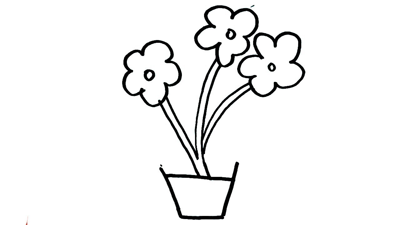1280x720 how to draw flower pot drawing for kids easy flower pot art step - Flower In A Pot Drawing
