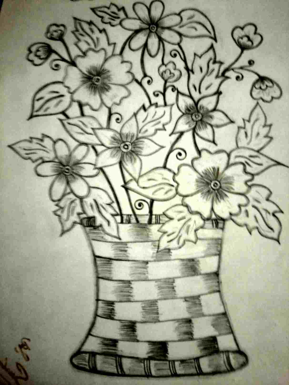 1213x1618 flower image of flower pot drawing pot images for drawing - Flower In A Pot Drawing