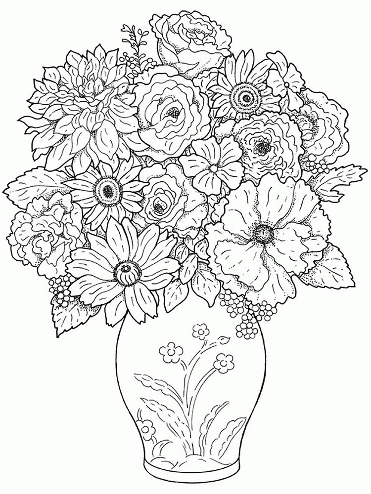 750x1000 Flower Pot Drawing - Flower In A Pot Drawing