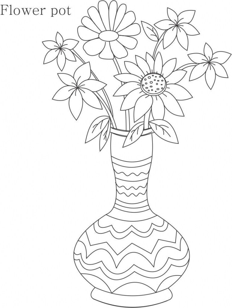 771x1024 Flower Pot Design For Drawing - Flower In A Pot Drawing