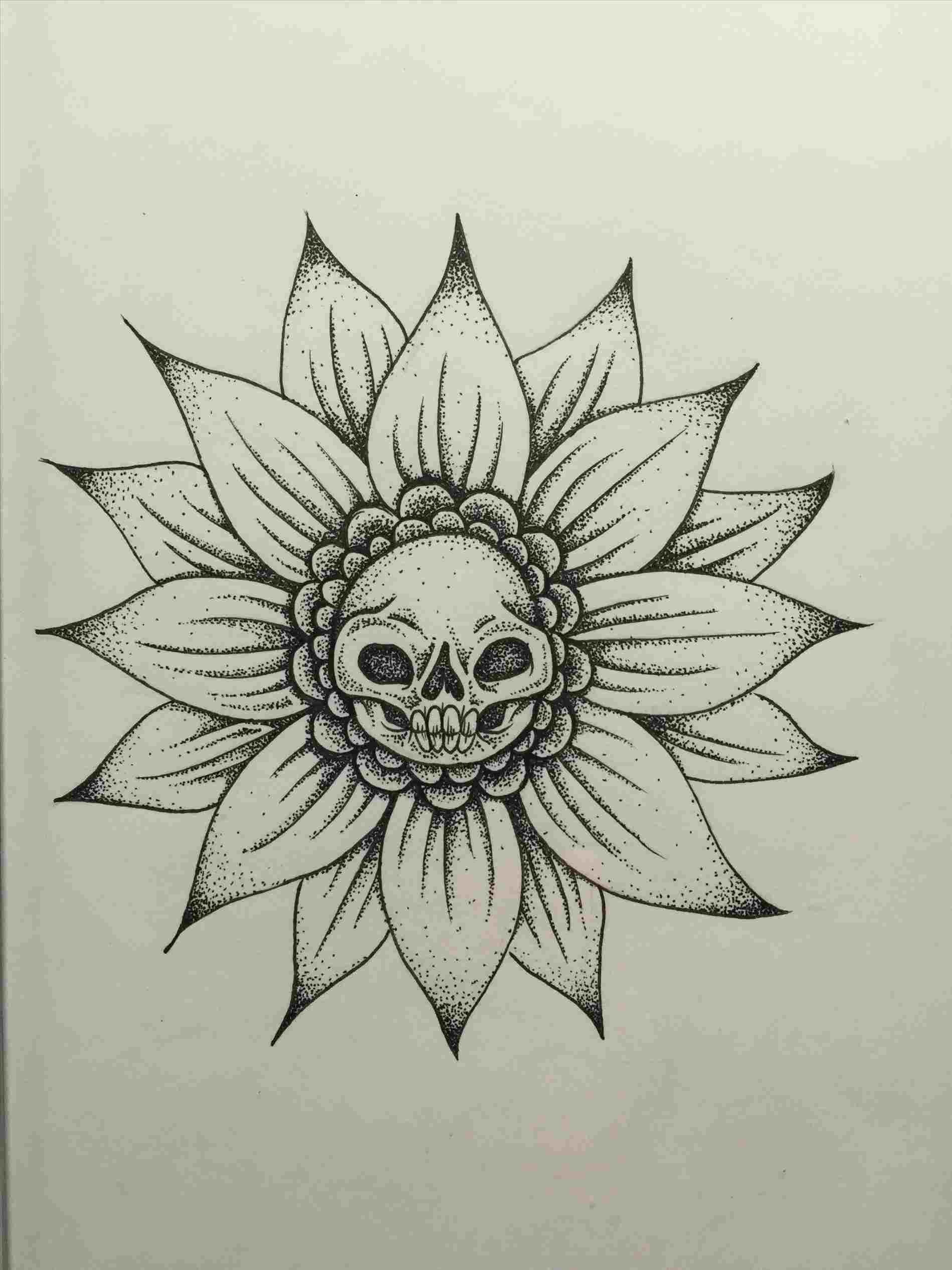 1899x2533 Rhcom Skullflowertattooartdrawing Skull Flower - Flower Ink Drawing