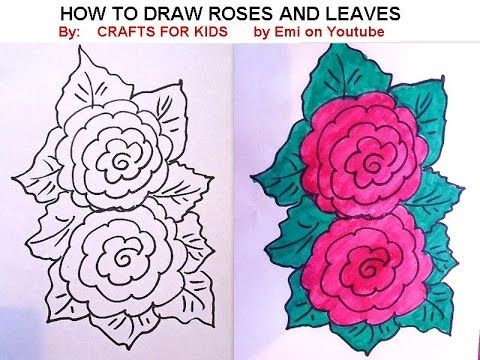480x360 How To Draw, Roses And Leaves, Easy Flowers, Free Drawing Lessons - Flower Leaves Drawing