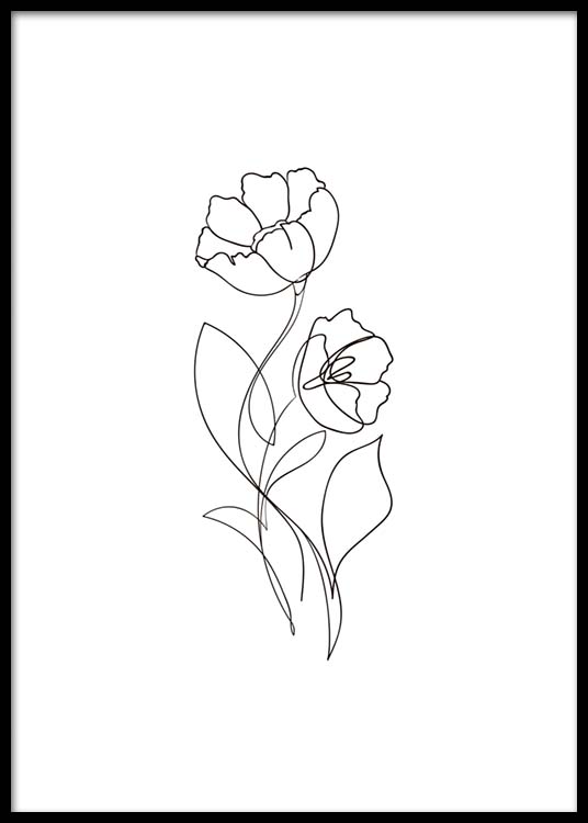 536x750 Flower Lines Poster - Flower Line Drawing