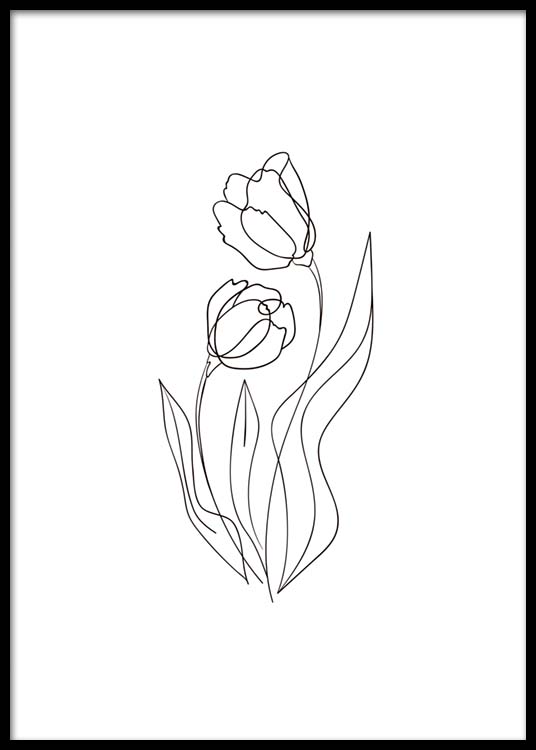 536x750 Flower Lines Poster - Flower Line Drawing