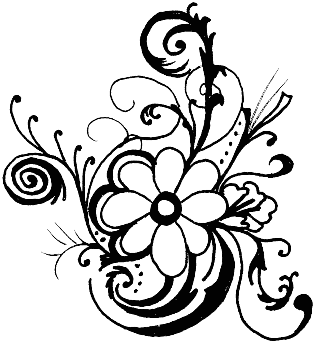 Flower Line Drawing Clip Art Free at PaintingValley.com | Explore