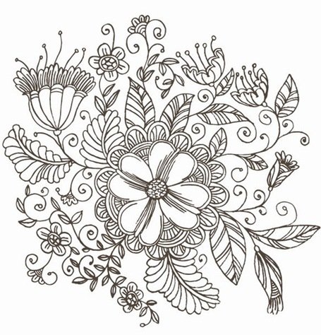 455x474 free line drawing swirl flower pattern clipart and vector graphics - Flower Line Drawing Clip Art Free