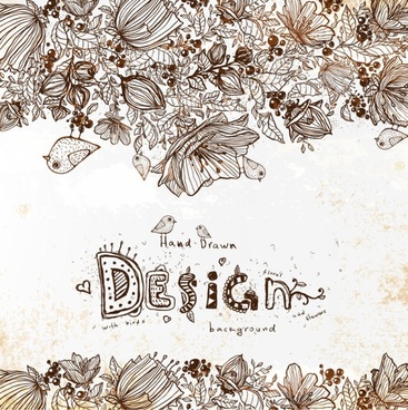 367x368 Floral Line Art Free Vector Download - Flower Line Drawing Vector