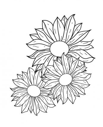347x425 Flowers Line Drawing Vector Free Vector Download - Flower Line Drawing Vector