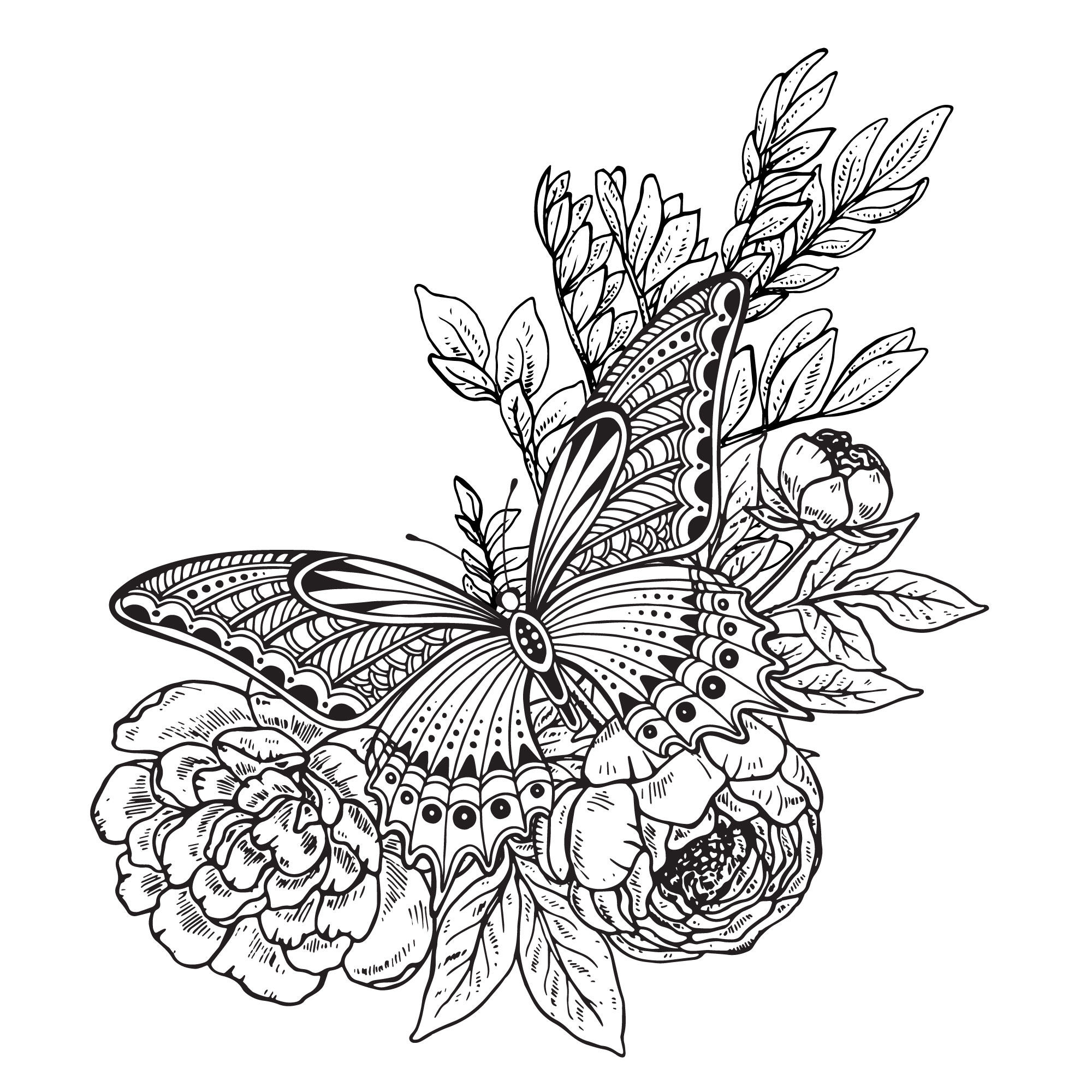 Flower Line Drawing Vector At Paintingvalley Com Explore