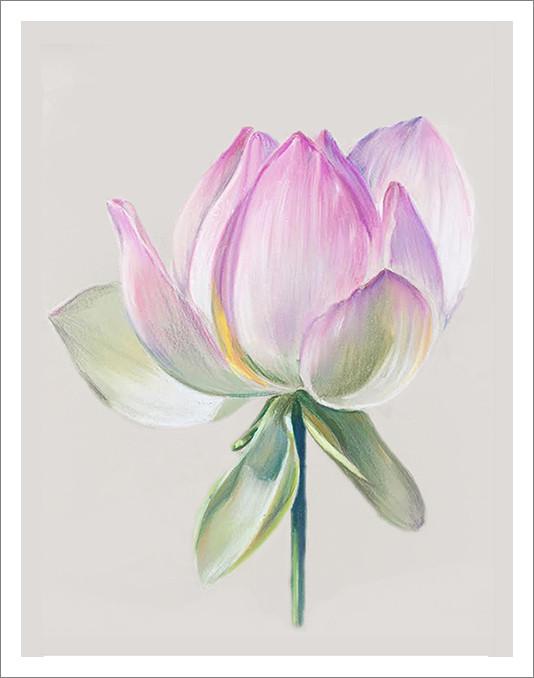 534x678 Greeting Card With The Pink Flower Pastel Drawing Katya Zaytseva Art - Flower Pastel Drawing