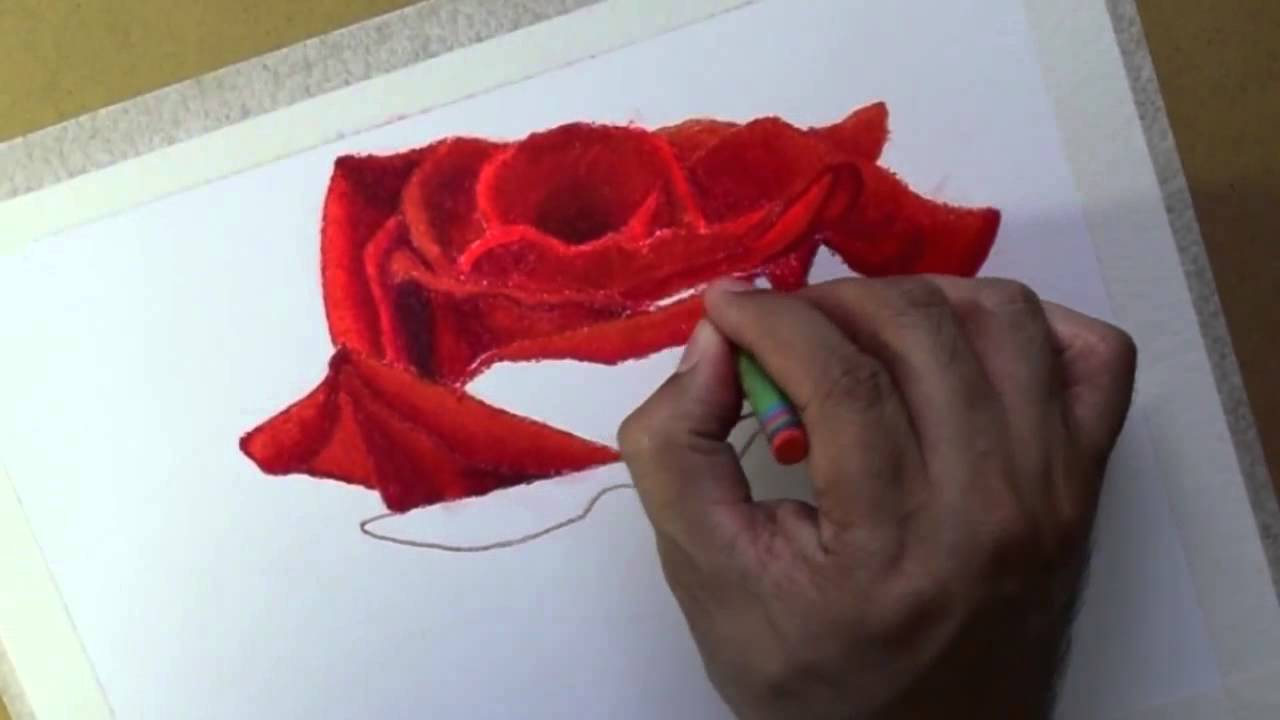 1280x720 How To Draw Flowers With Oil Pastels Como Dibujar Una Rosa - Flower Pastel Drawing