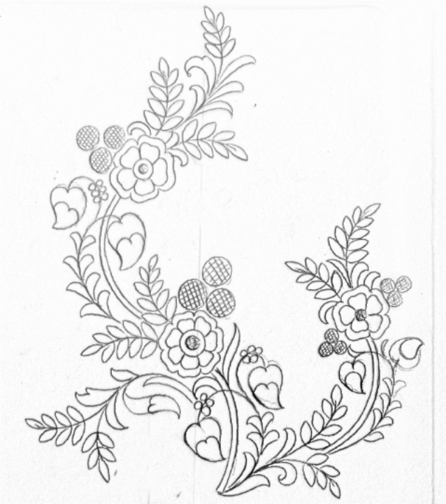 638x720 Florals Design Drawing For Hand Emroidery Saree Designfloral - Flower Pattern Drawing