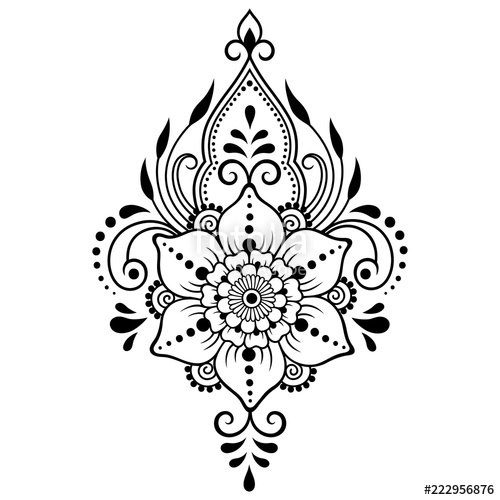 500x500 Mehndi Flower Pattern For Henna Drawing And Tattoo Decoration - Flower Pattern Drawing