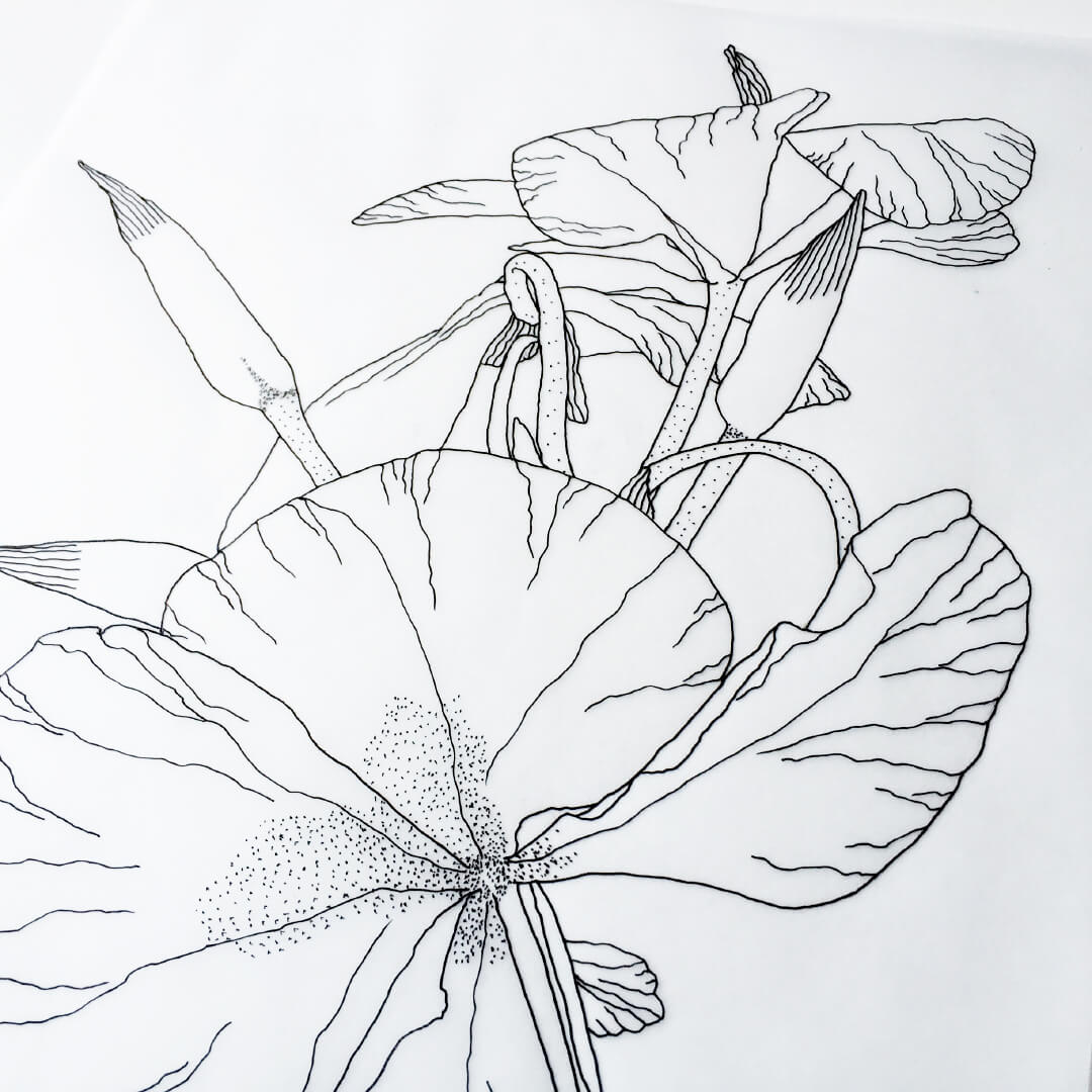 1080x1080 white ginger flower pattern - Flower Pattern Drawing