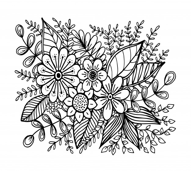 626x563 doodle flowers pattern, hand drawing vector premium download - Flower Pattern Drawing