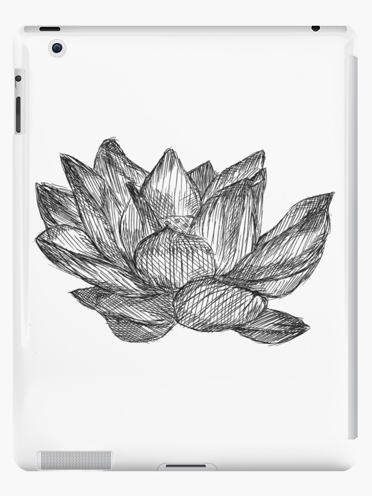 750x1000 Lotus Flower Pen Drawing Ipad Cases Skins - Flower Pen Drawing