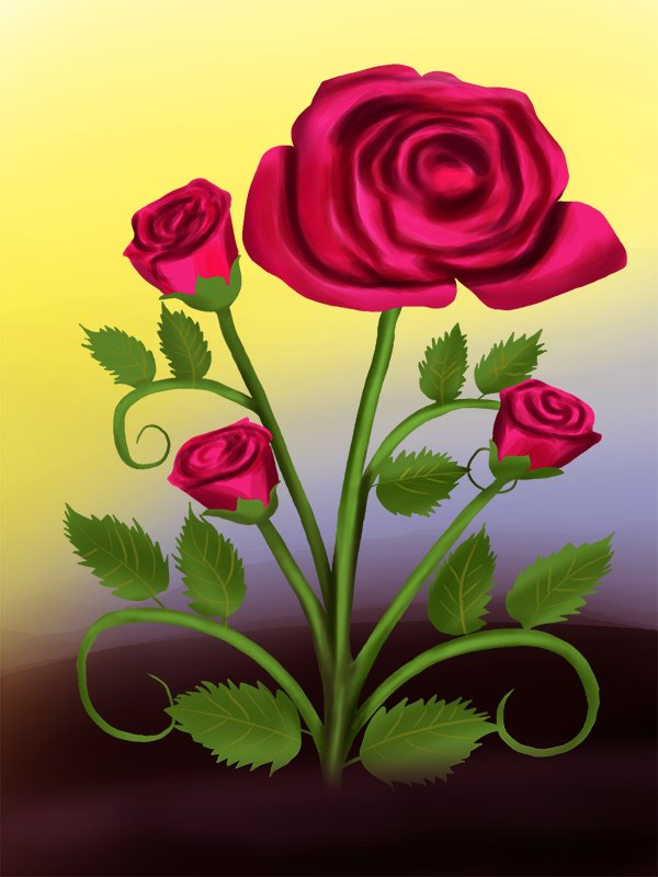 600x800 Learn How To Draw A Rose Plant - Flower Plant Drawing