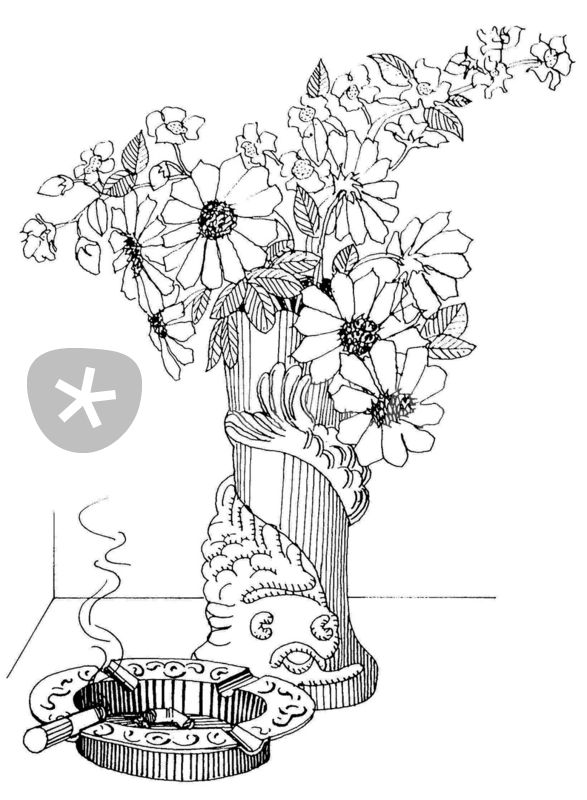 587x800 flower pot with ash tray drawing art prints and posters - Flower Pot Drawing