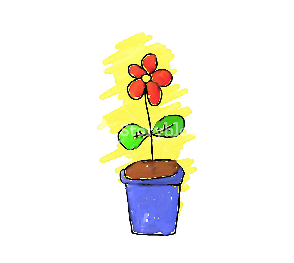 1000x894 Simple Handmade Drawing Of A Flower Pot Royalty Free Stock Image - Flower Pot Drawing