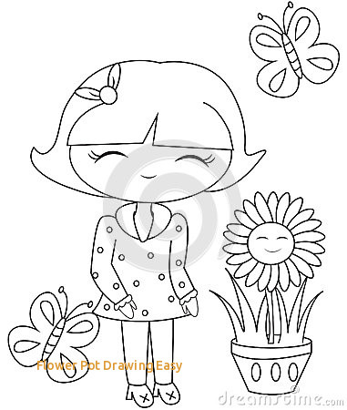381x450 Flower Pot Drawing Easy - Flower Pot Drawing For Kid