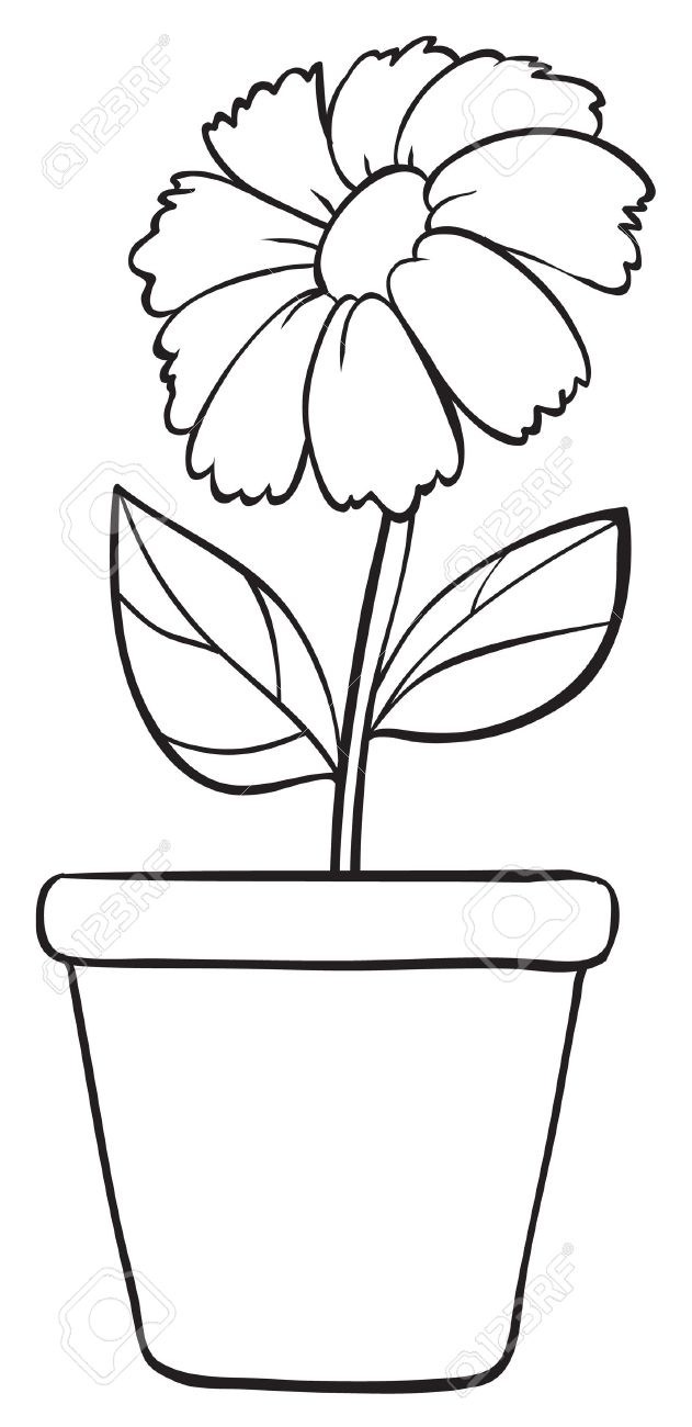 Flower Pot Drawing For Kid at PaintingValley.com | Explore collection ...
