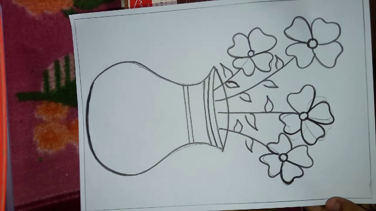 1280x720 Easy Flower Pot Drawing - Flower Pot Drawing Images