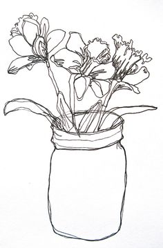 Flower Pot Line Drawing