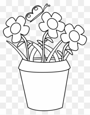 300x381 Flower Pot Clipart Black And White, Transparent Png Clipart Images - Flower Pot Line Drawing
