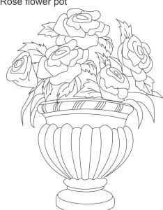 234x300 Flower Pot Coloring - Flower Pot Line Drawing