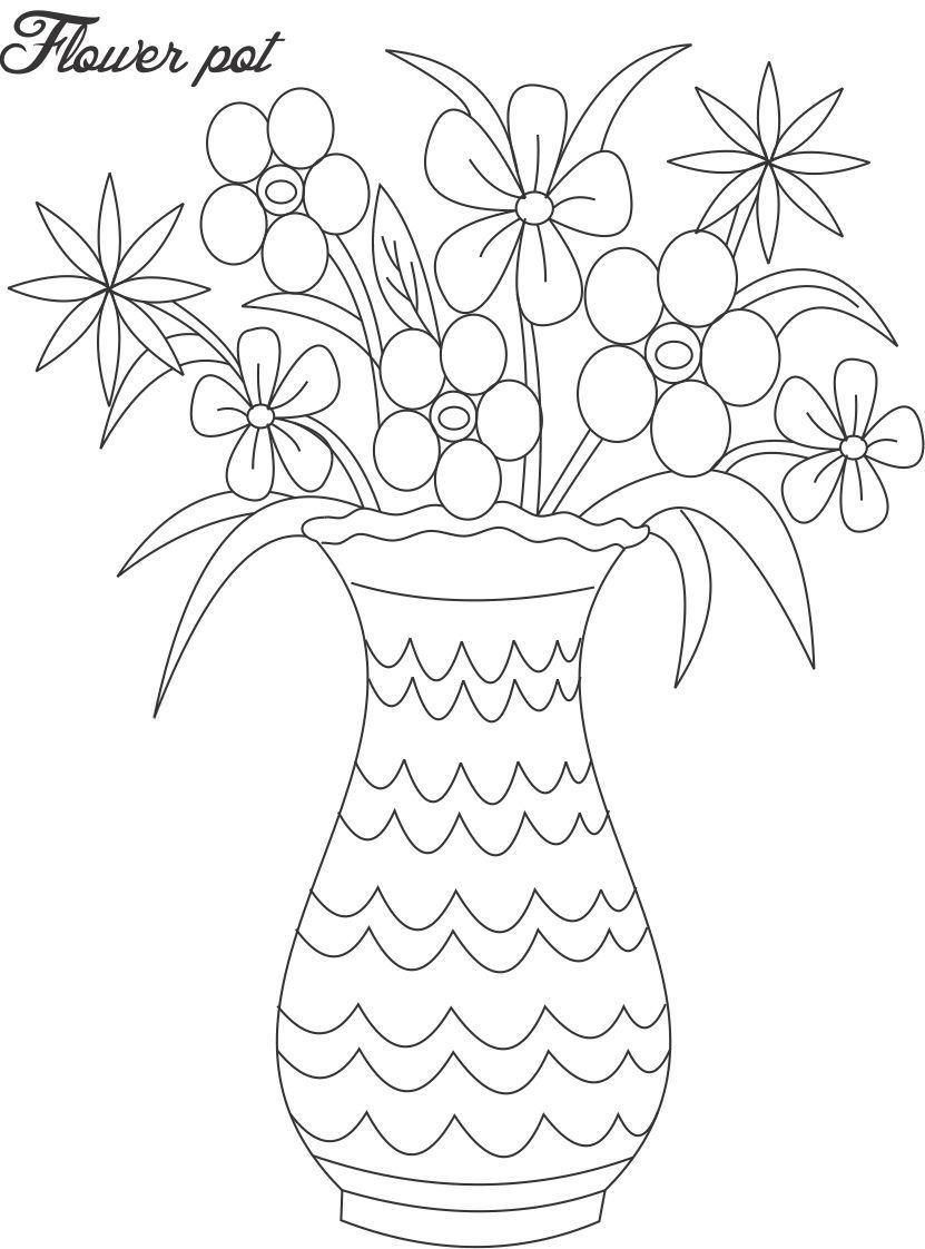 831x1122 Large Flower Pot Coloring Pages - Flower Pot Line Drawing