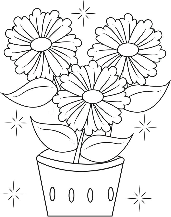 Flower Pot Line Drawing at PaintingValley.com | Explore collection of ...