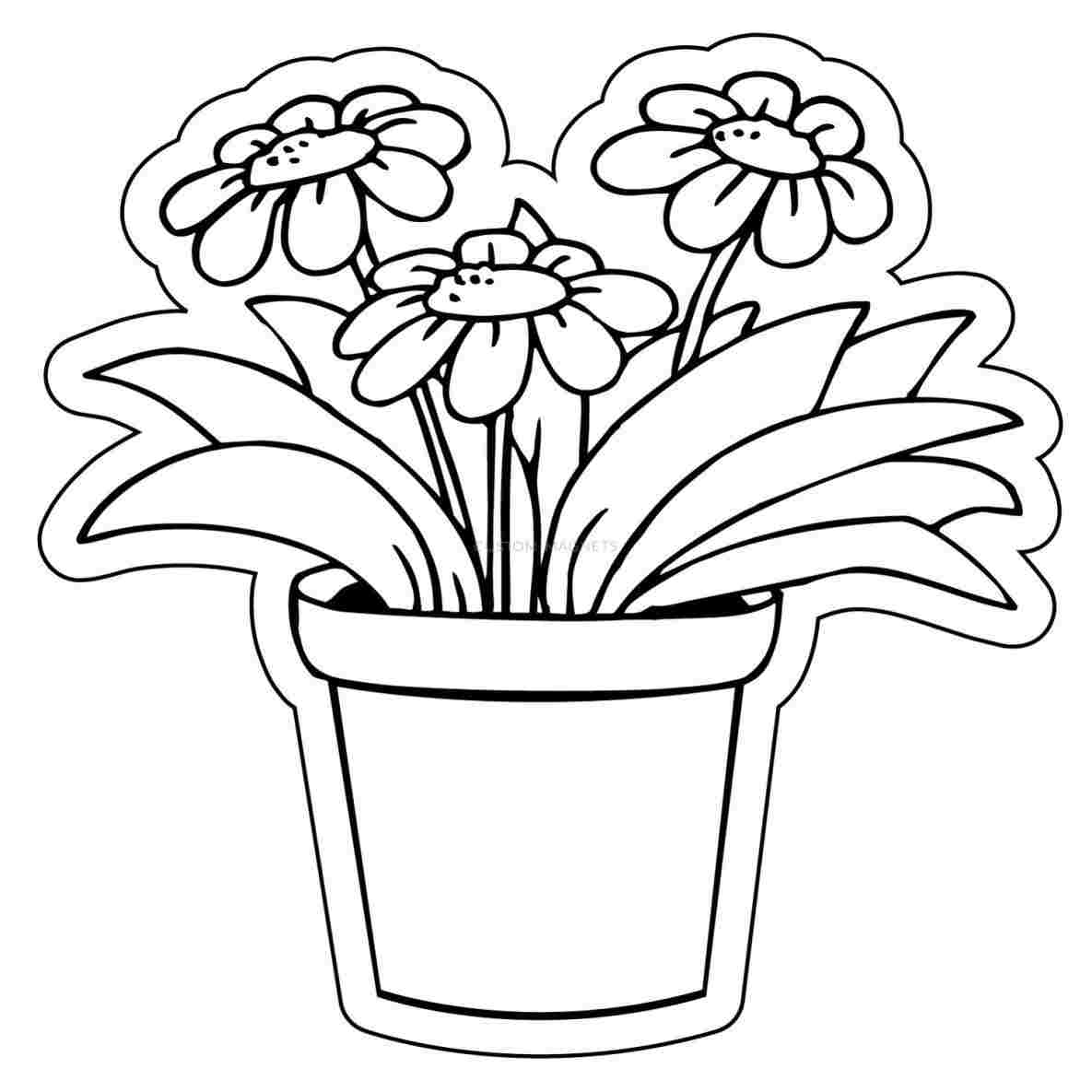 Flower Pot Line Drawing at PaintingValley.com | Explore collection of ...