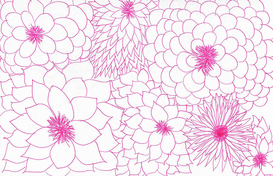 900x582 Pink Flower Power Drawing - Flower Power Drawing
