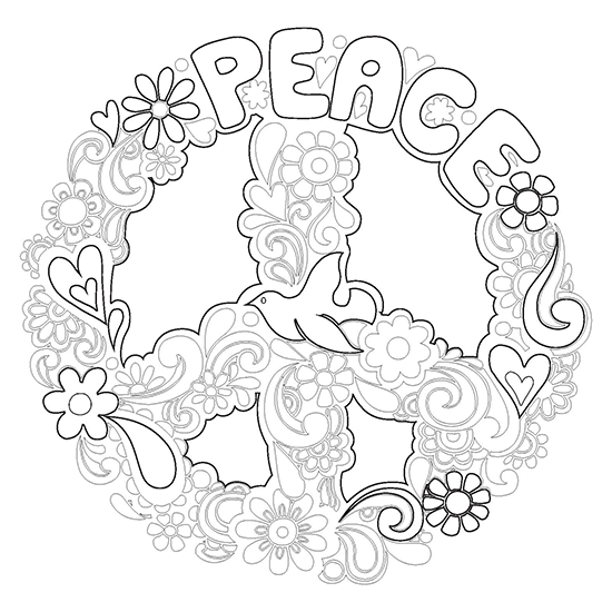 550x550 Flower Power Adult Coloring Book With Color Pencils - Flower Power Drawing