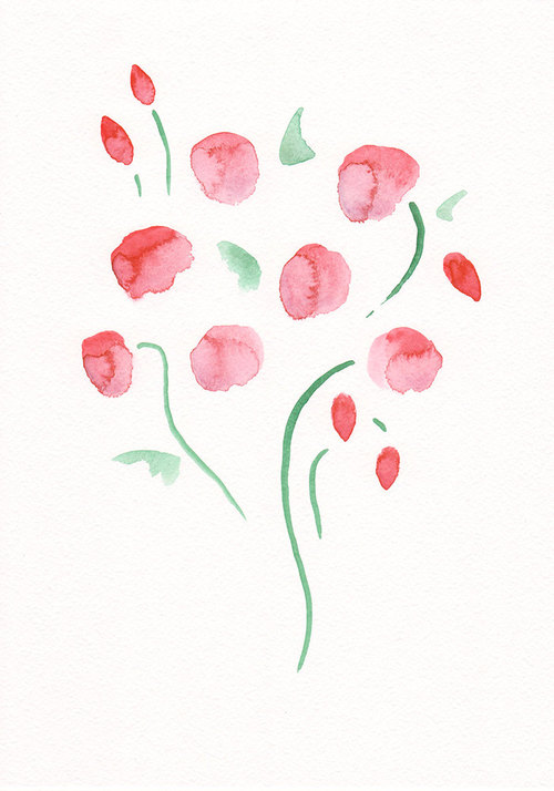 500x714 Watercolor Flowers Sketch Shared - Flower Roots Drawing
