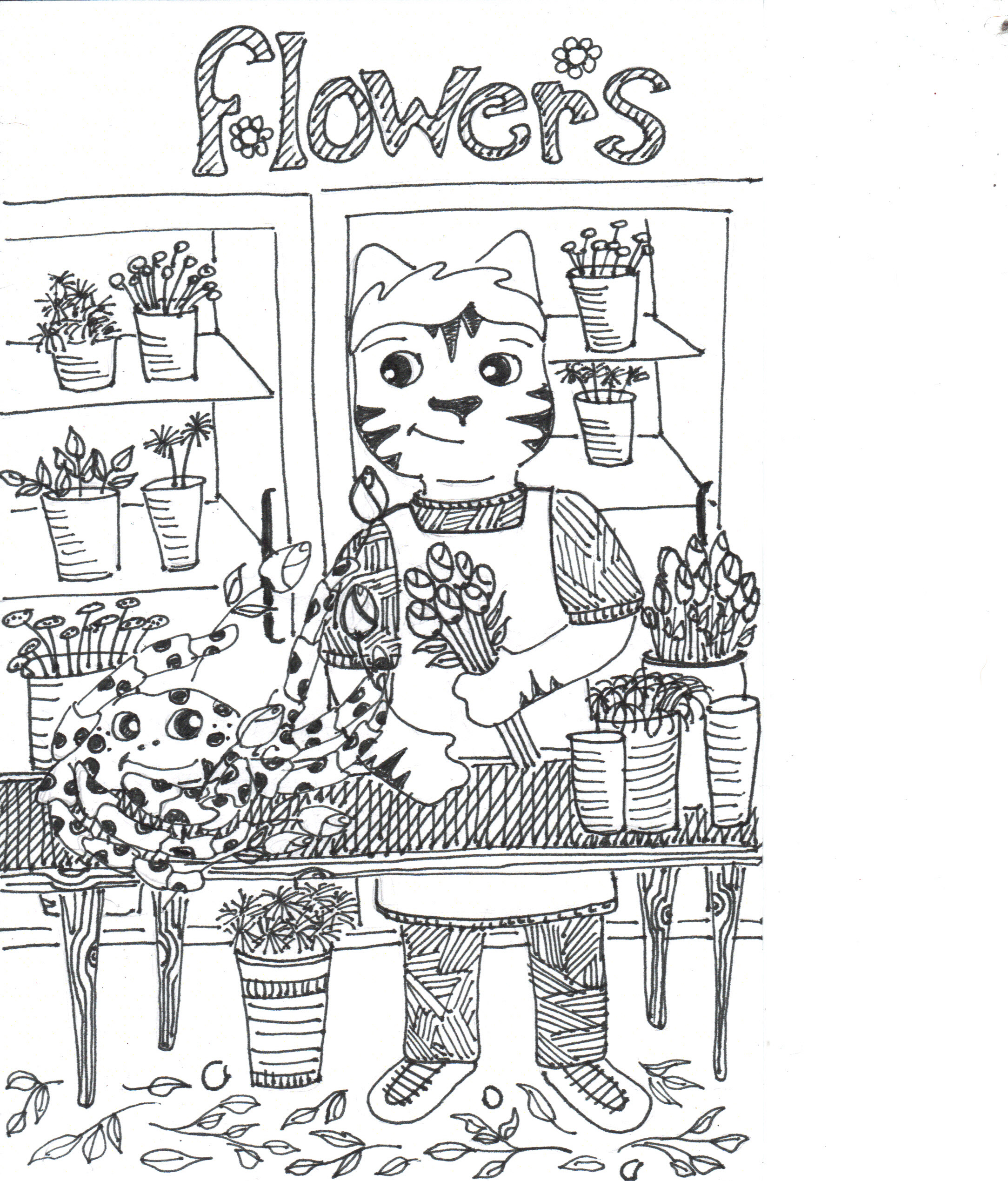 2167x2538 link's flower shop what a cat! the crafty sisters - Flower Shop Drawing
