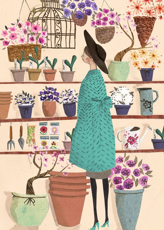 570x798 The Flower Shop Art Print In Art And Illustration - Flower Shop Drawing